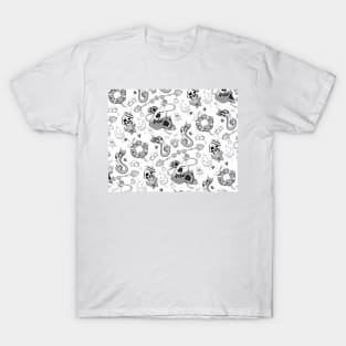 Black and White Punk Sailor Pattern T-Shirt